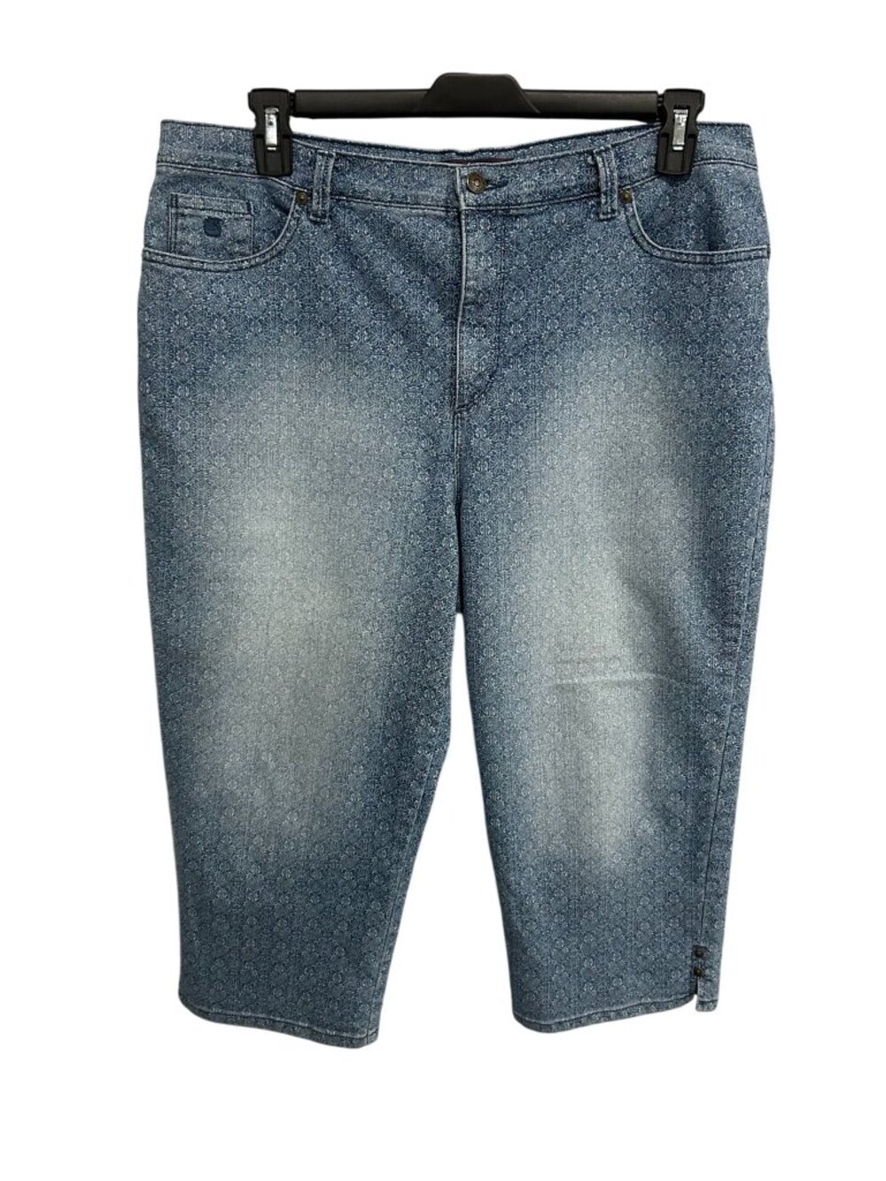 Gloria Vanderbilt Blue Patterned Denim Bermuda Shorts Size 16 Modern Minimalism